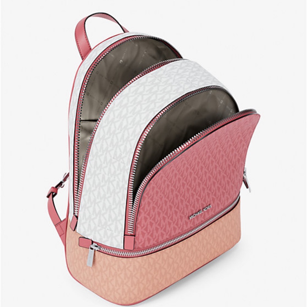 MICHAEL KORS Rhea Medium Zip Color-Block Signature Logo Backpack
Hibiscus NWT - Picture 4 of 5